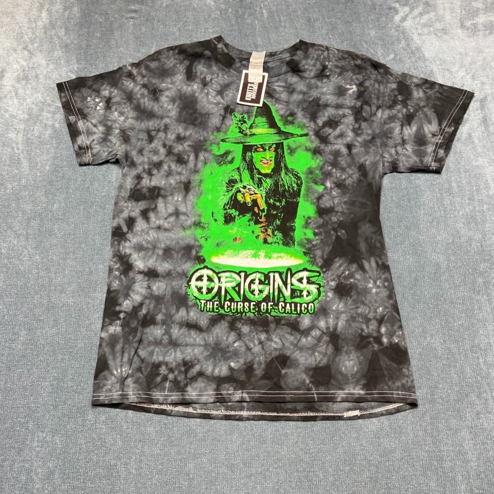Colortone Origins: The Curse of Calico T Shirt Mens L Black Gray Tie Dye Cotton